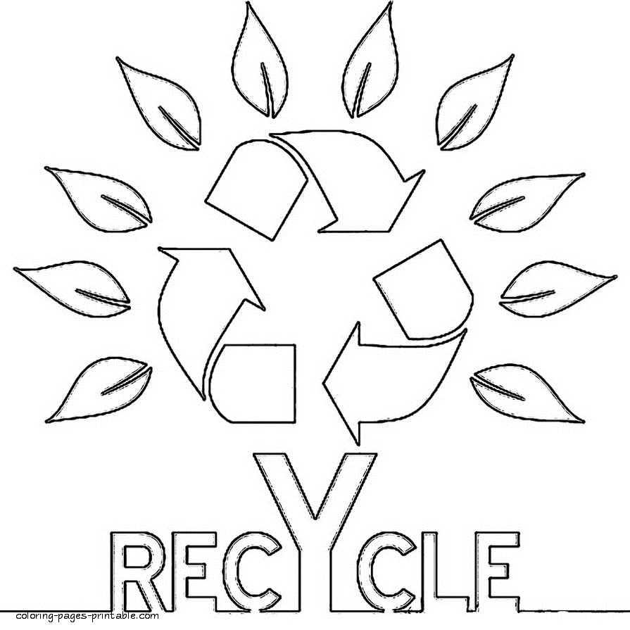 Recycling symbol as a tree || COLORING-PAGES-PRINTABLE.COM