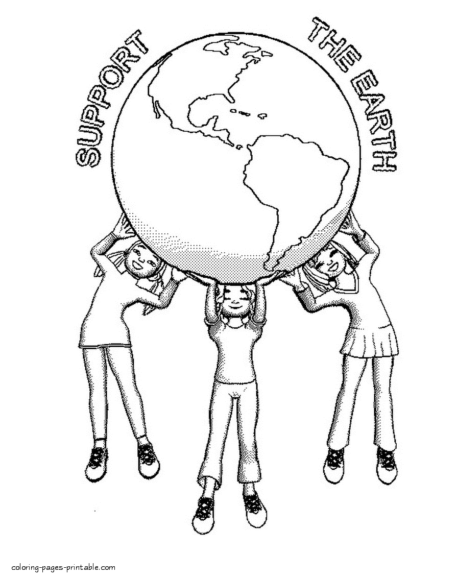 Coloring page Support the Earth for children