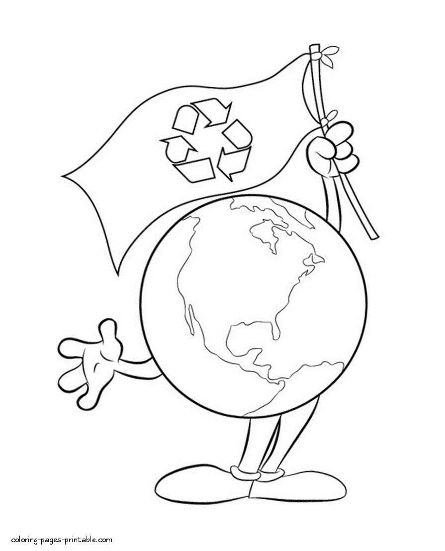 Recycling coloring pages free for Earth Day