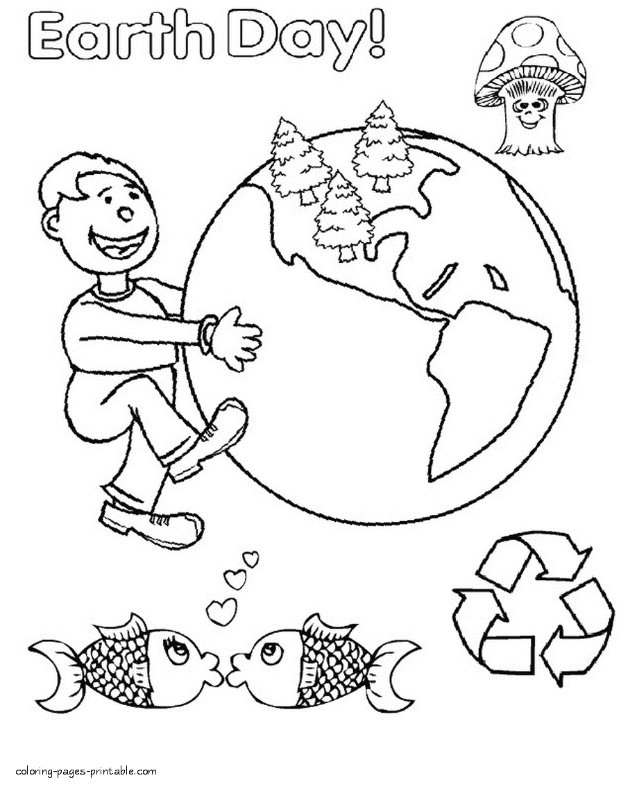 Earth Day themed coloring page for the holiday. Print free
