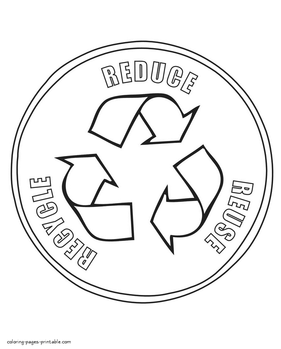 Recycle symbol coloring page. Printable