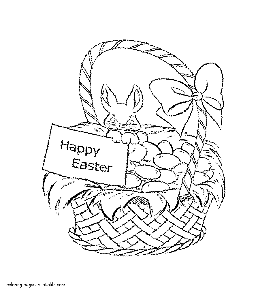 Happy Easter coloring page - a basket