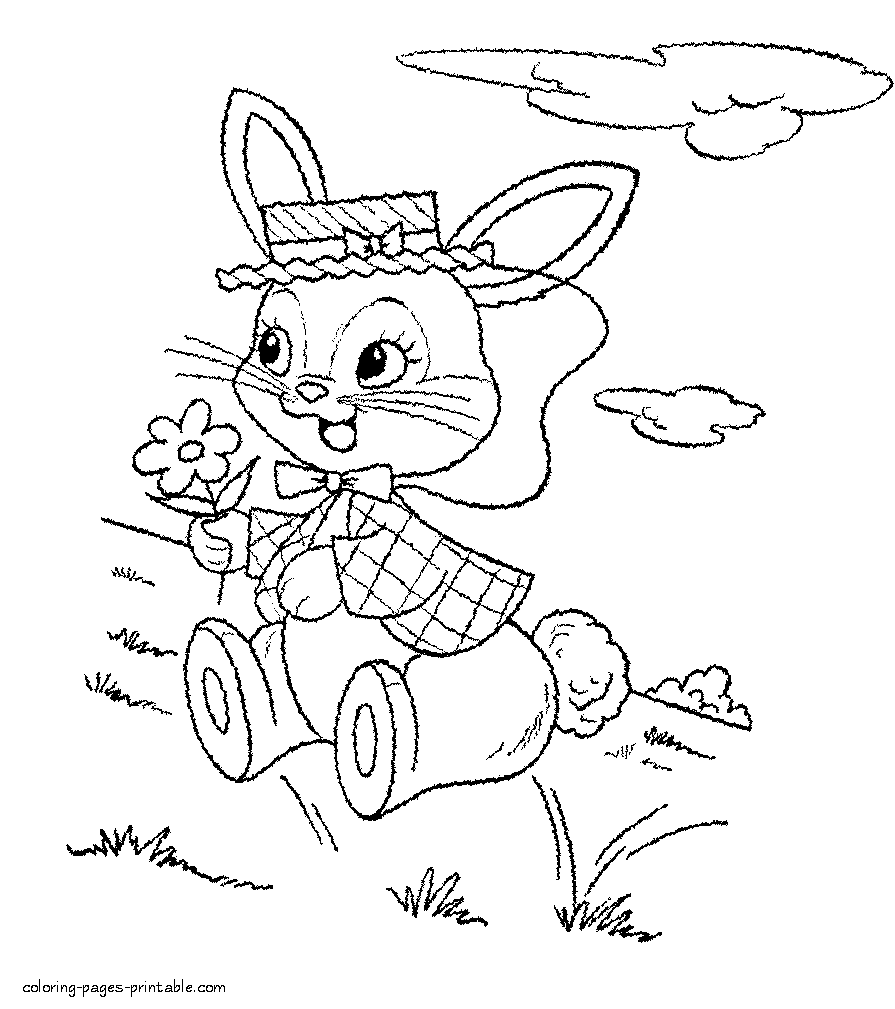 Printable Easter bunny coloring pages