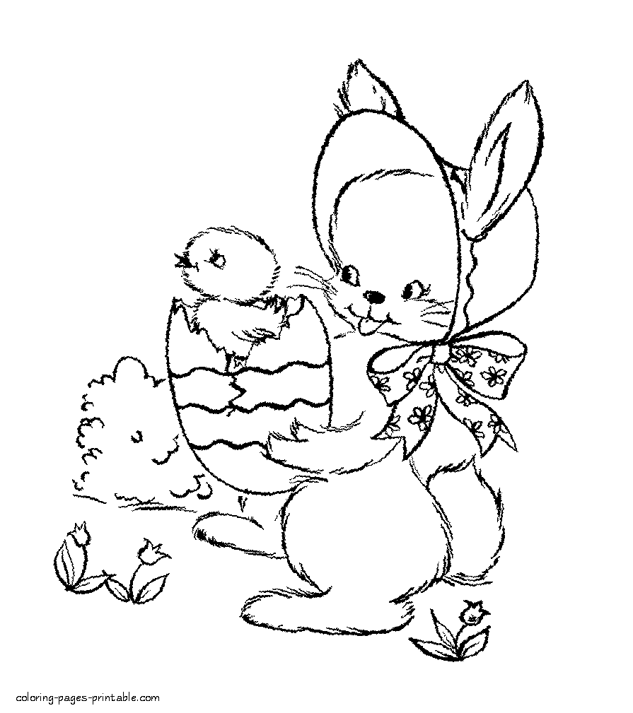 Free Easter printable coloring pages of bunnies