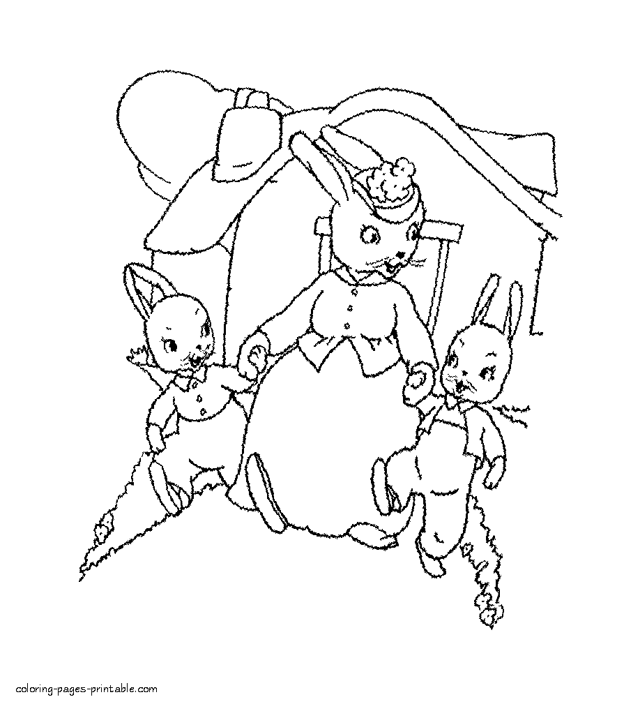 Easter bunnies coloring pages downloadable