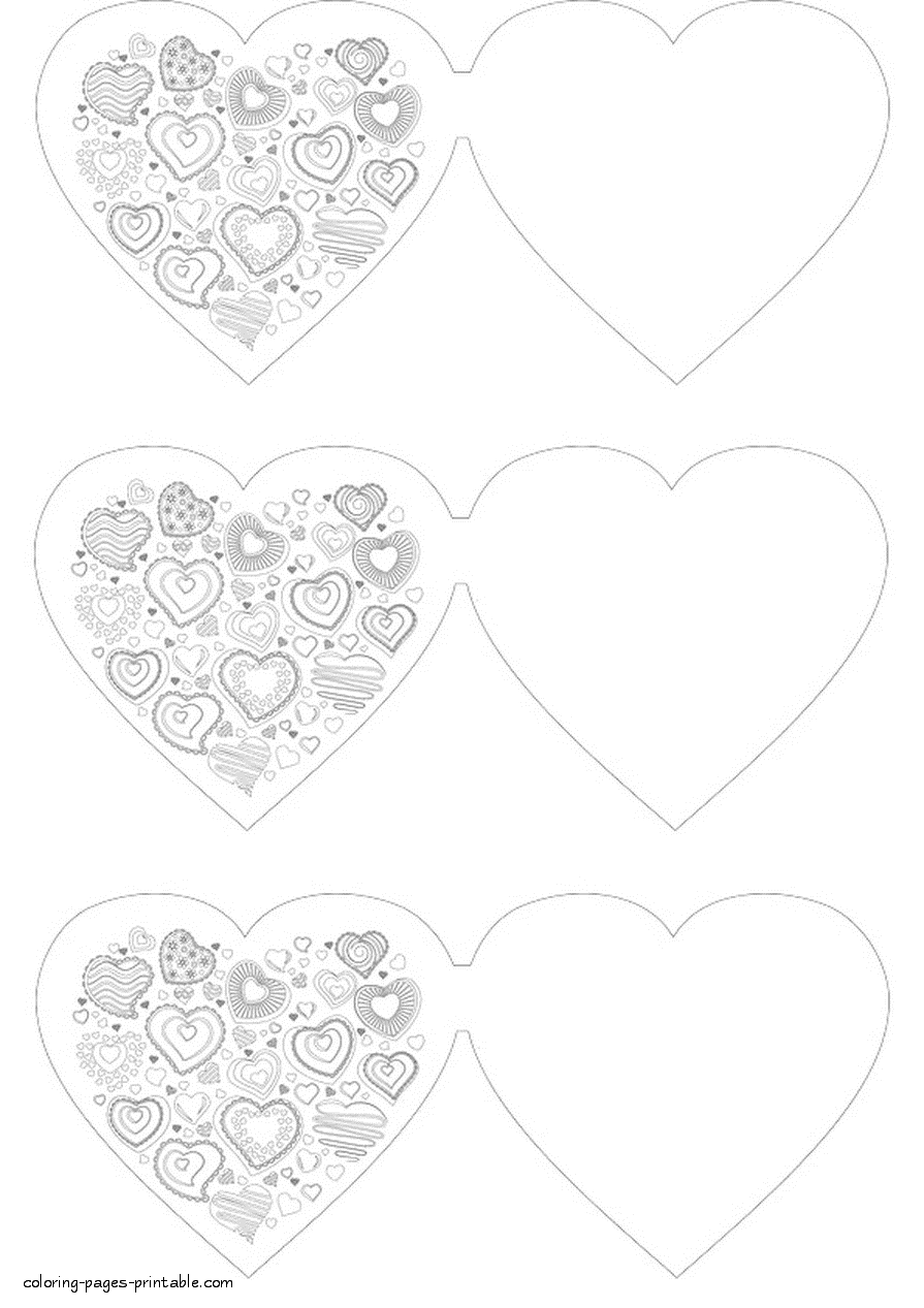 St. Valentine's Day greeting cards to color