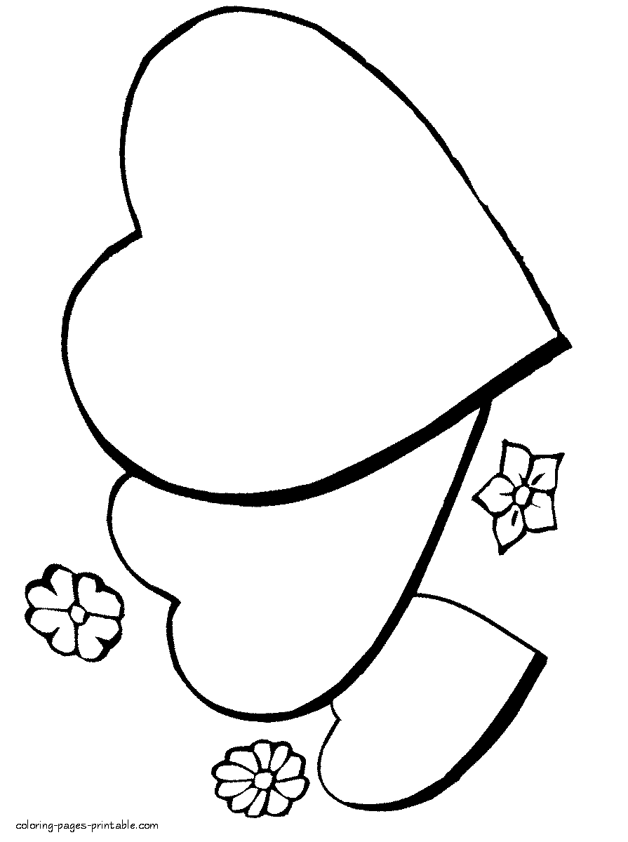 3 hearts coloring page