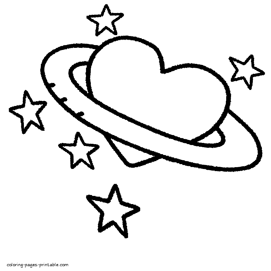 Three hearts A Heart shaped planet coloring page