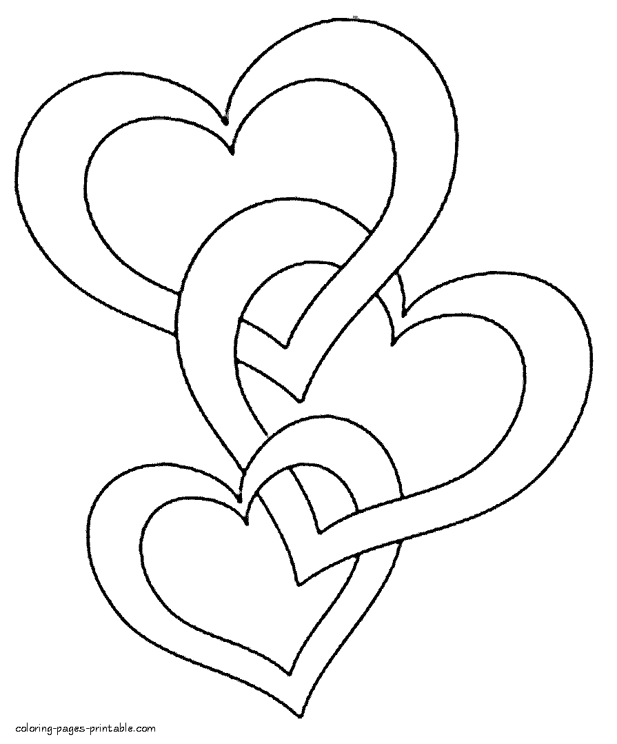 Cute heart to print 3 hearts coloring pages to print