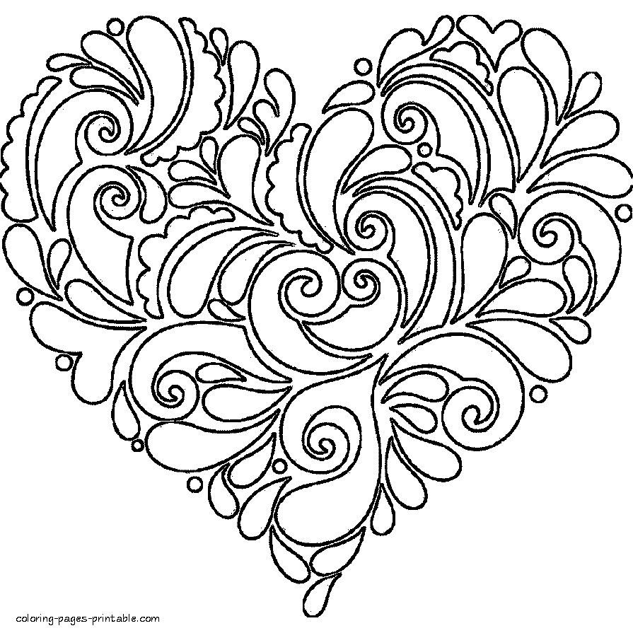 Heart printable coloring pages