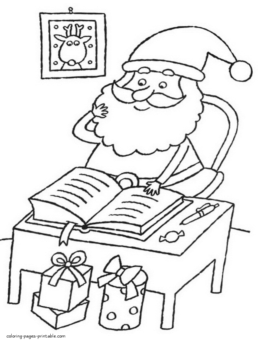 Christmas Santa coloring pages to printing and painting