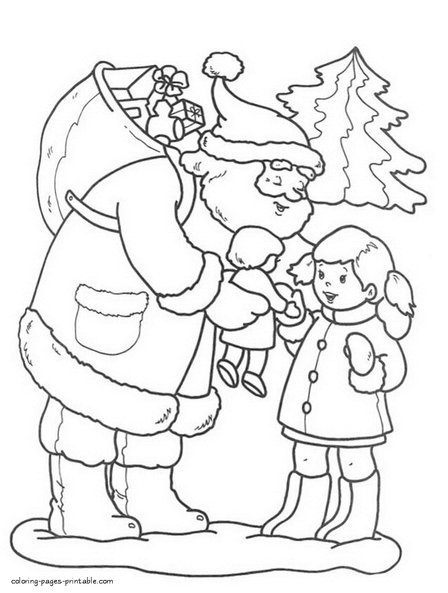 Santa coloring pages printable. Holiday