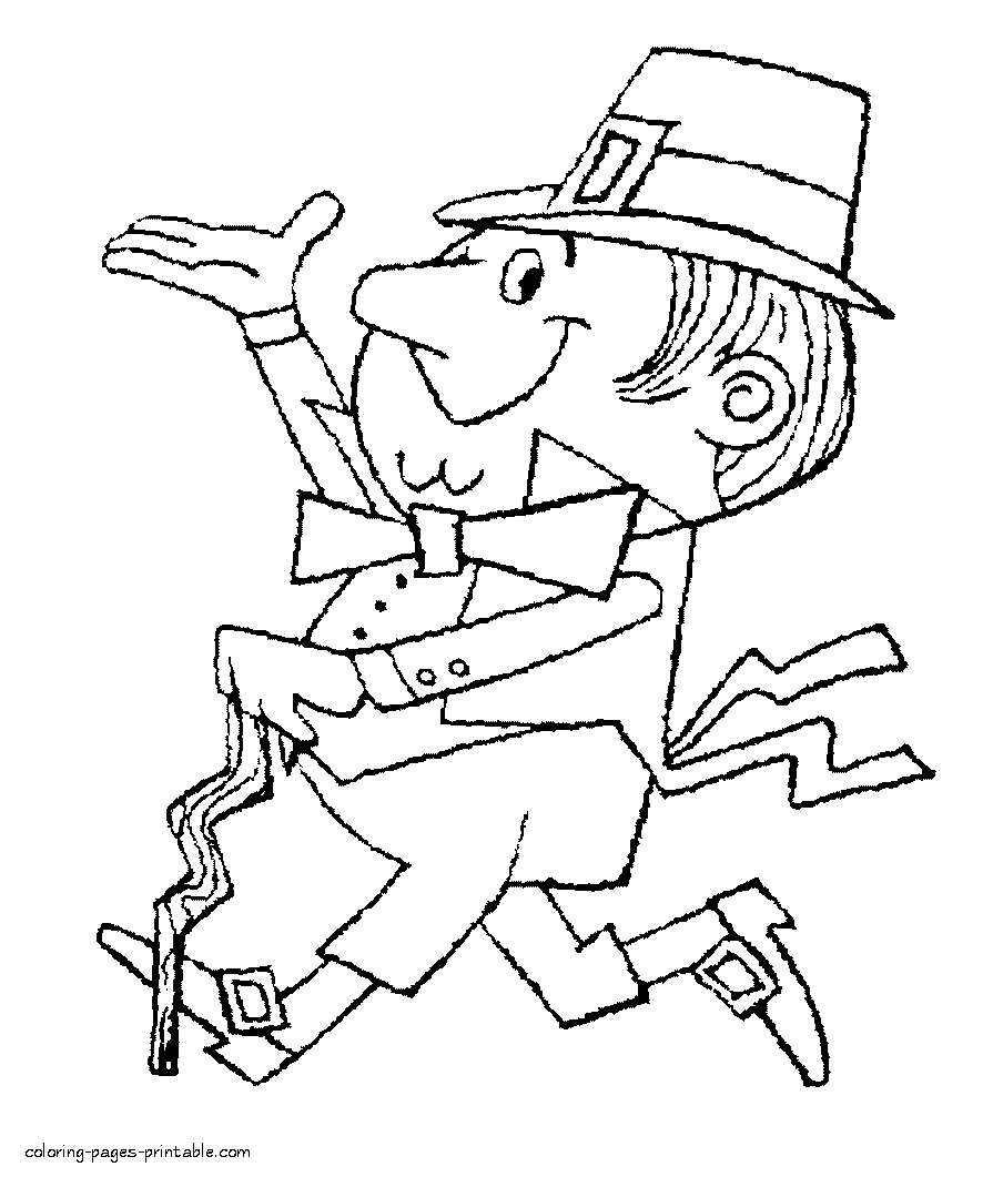 Coloring pages for St. Patricks Day. Young leprechaun