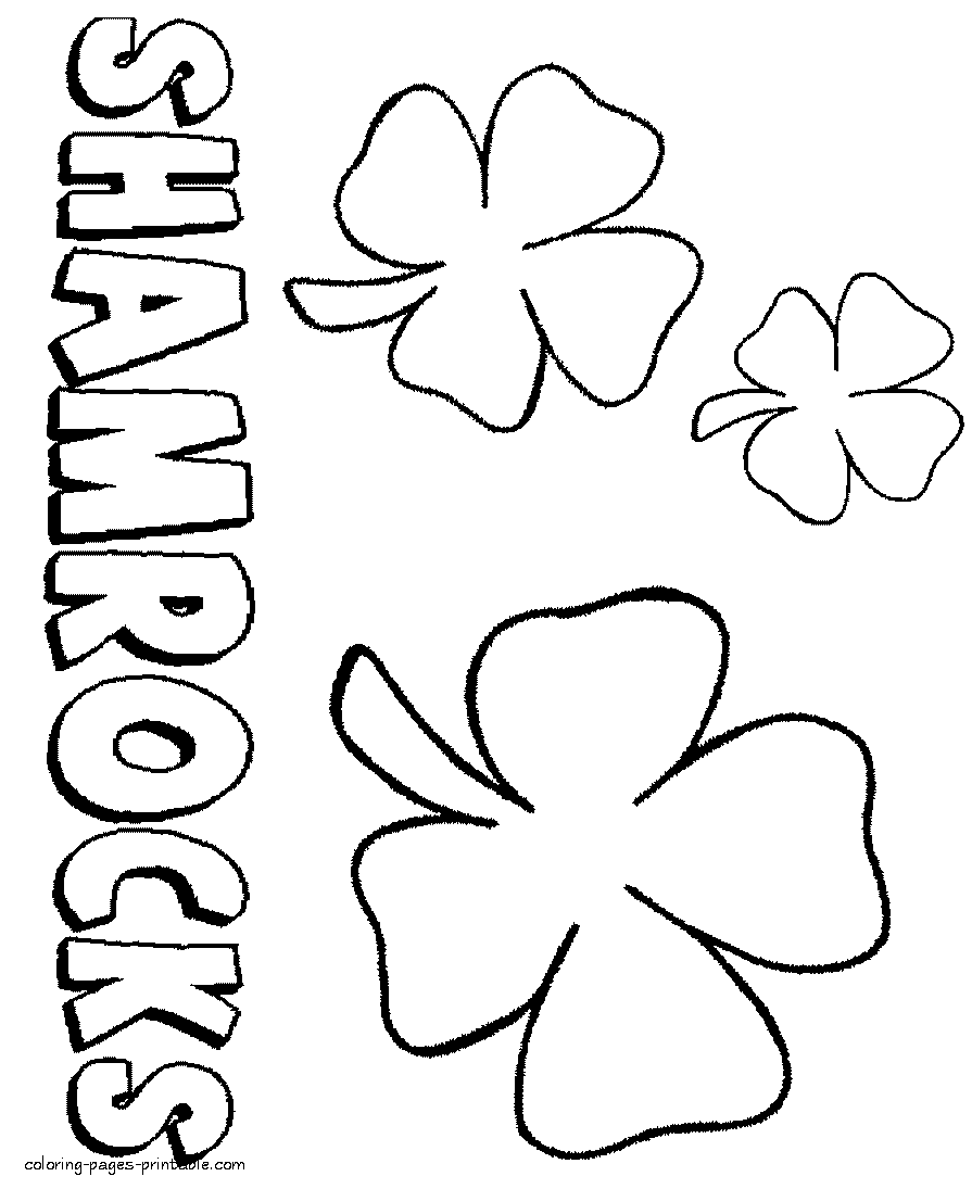 Four-leaf clover coloring printables for St. Patrick's Day