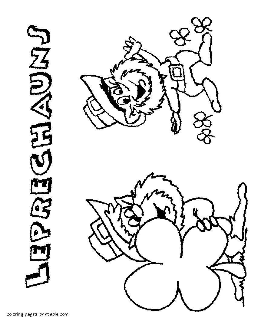 Printable coloring page of the leprechauns