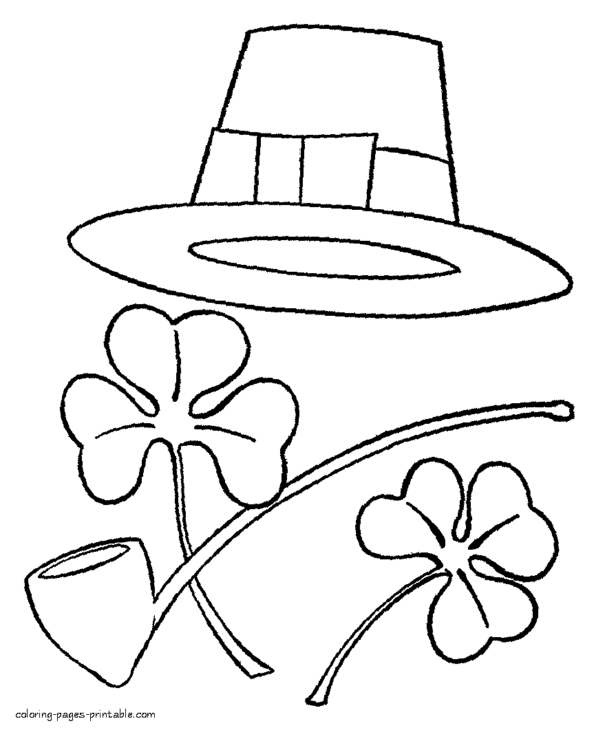 St. Patrick's Day attributes - the leprechaun hat and pipe and the shamrock