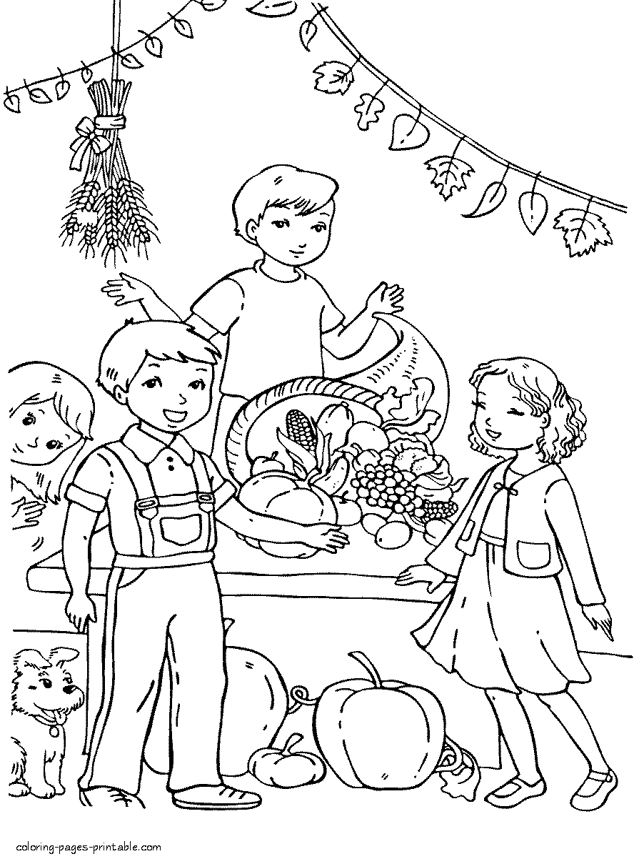 Harvest Festival coloring pages for kids. Holidays