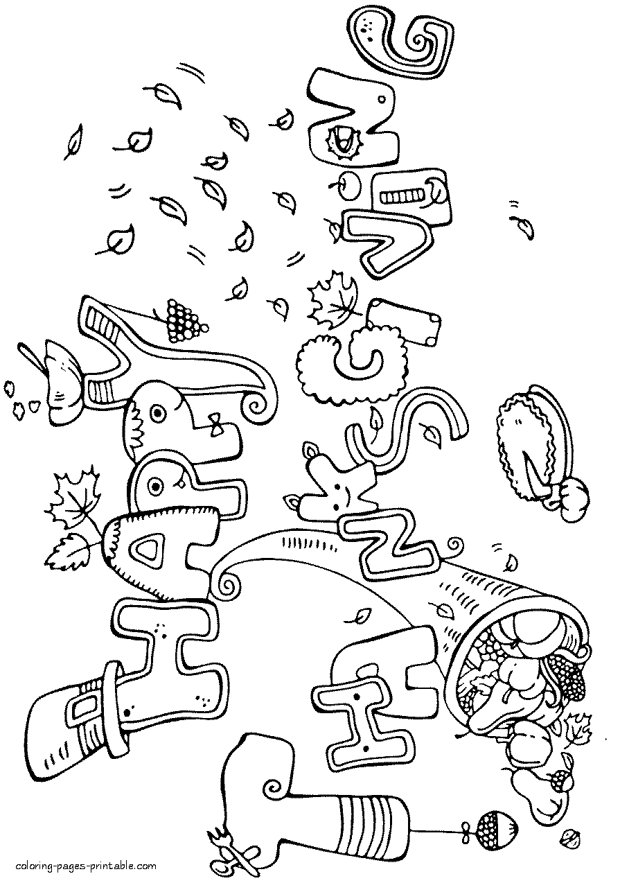 Happy Thanksgiving free coloring card