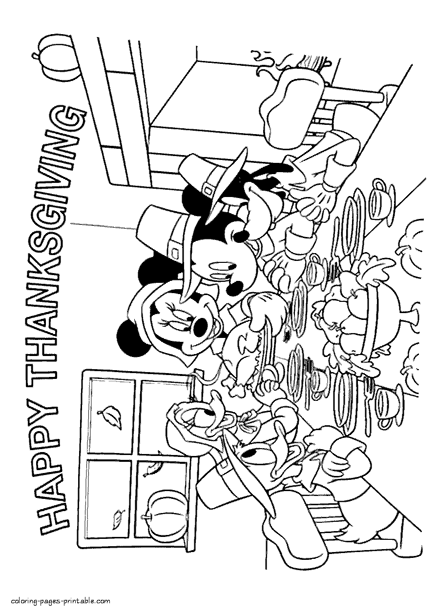 Thanksgiving Disney printable coloring pages