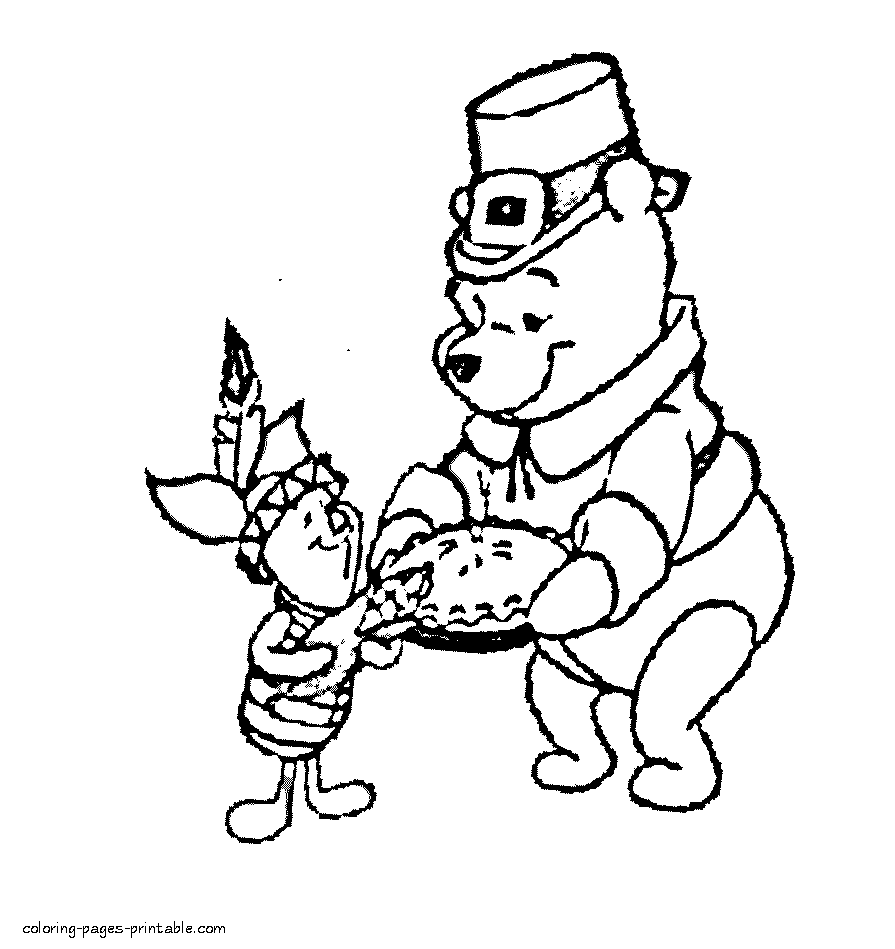 Winnie the Pooh coloring page to Thanksgiving