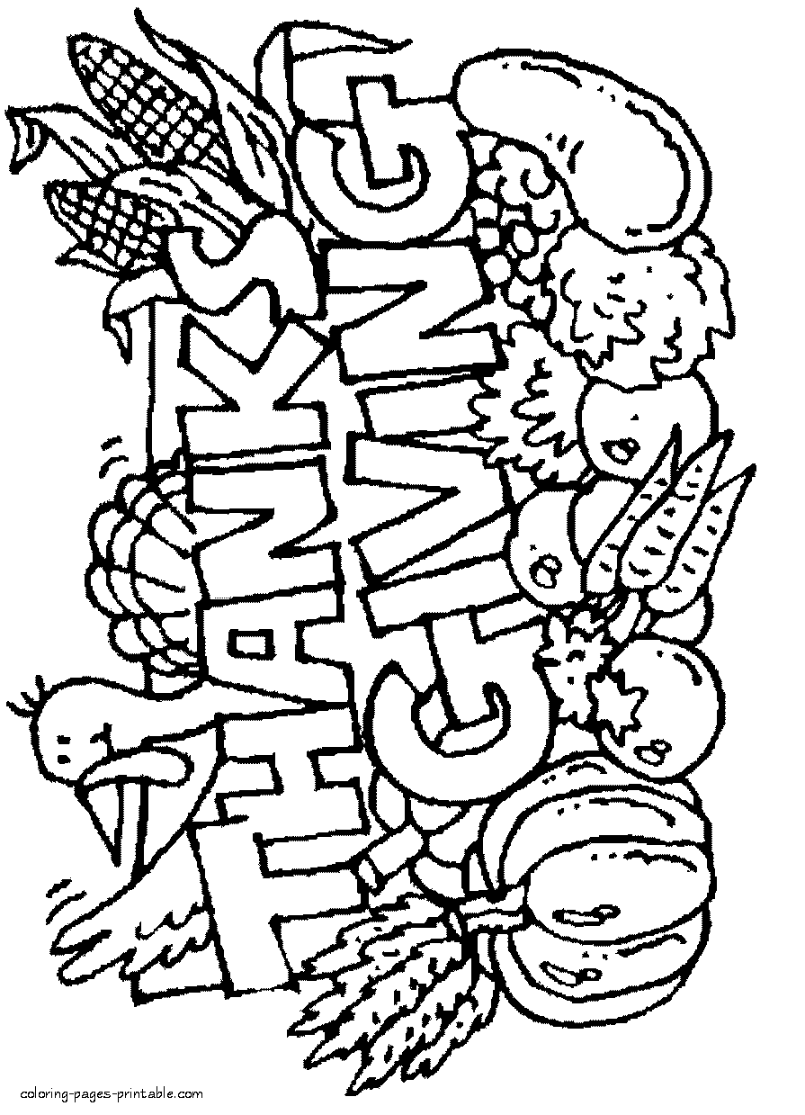 Free Thanksgiving printable coloring pages. Holidays pictures