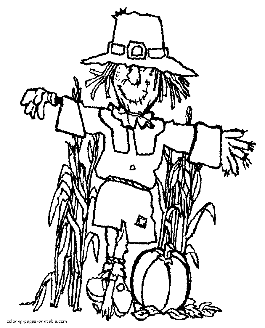 Thanksgiving scarecrow printable coloring pages