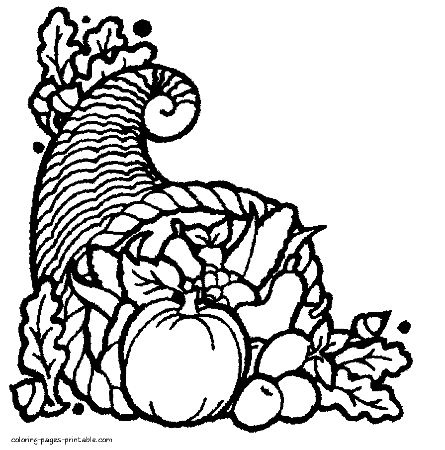 Thanksgiving cornucopia coloring pages