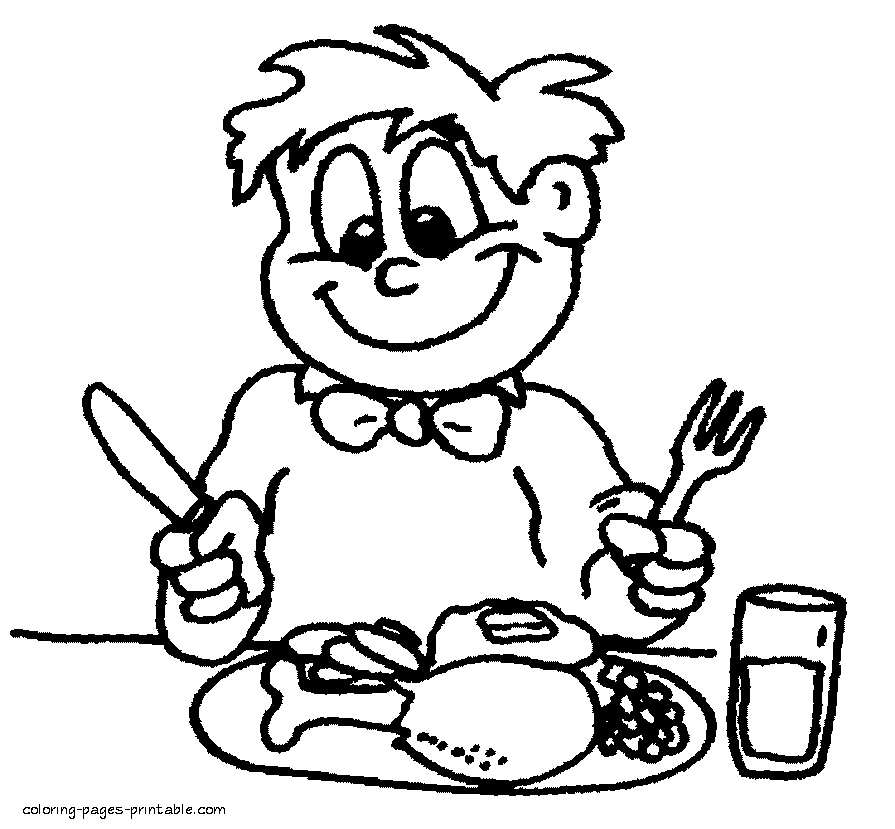 Free Thanksgiving coloring pages. Dinner