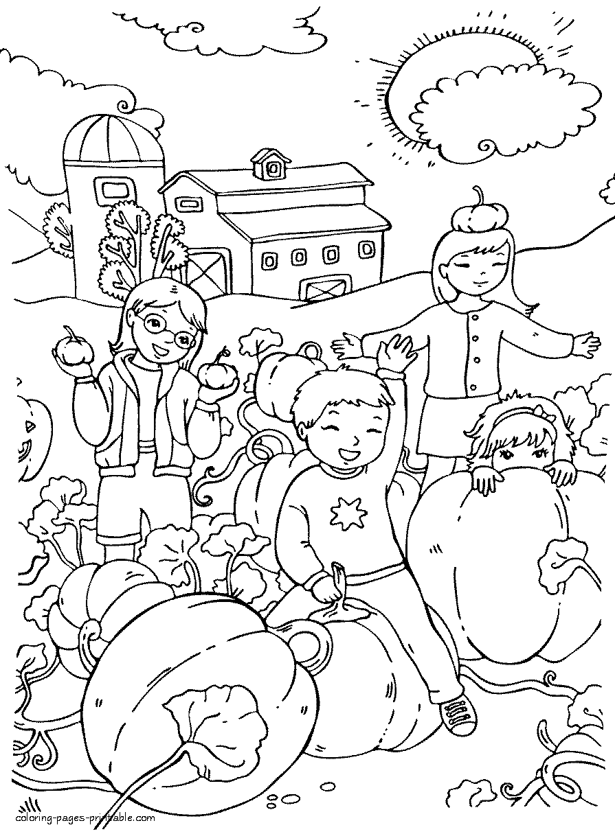 Printable harvest coloring pages for kids