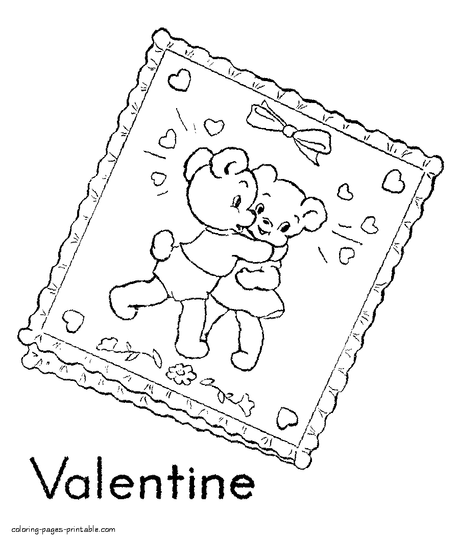 Valentine coloring printables. Holiday Card