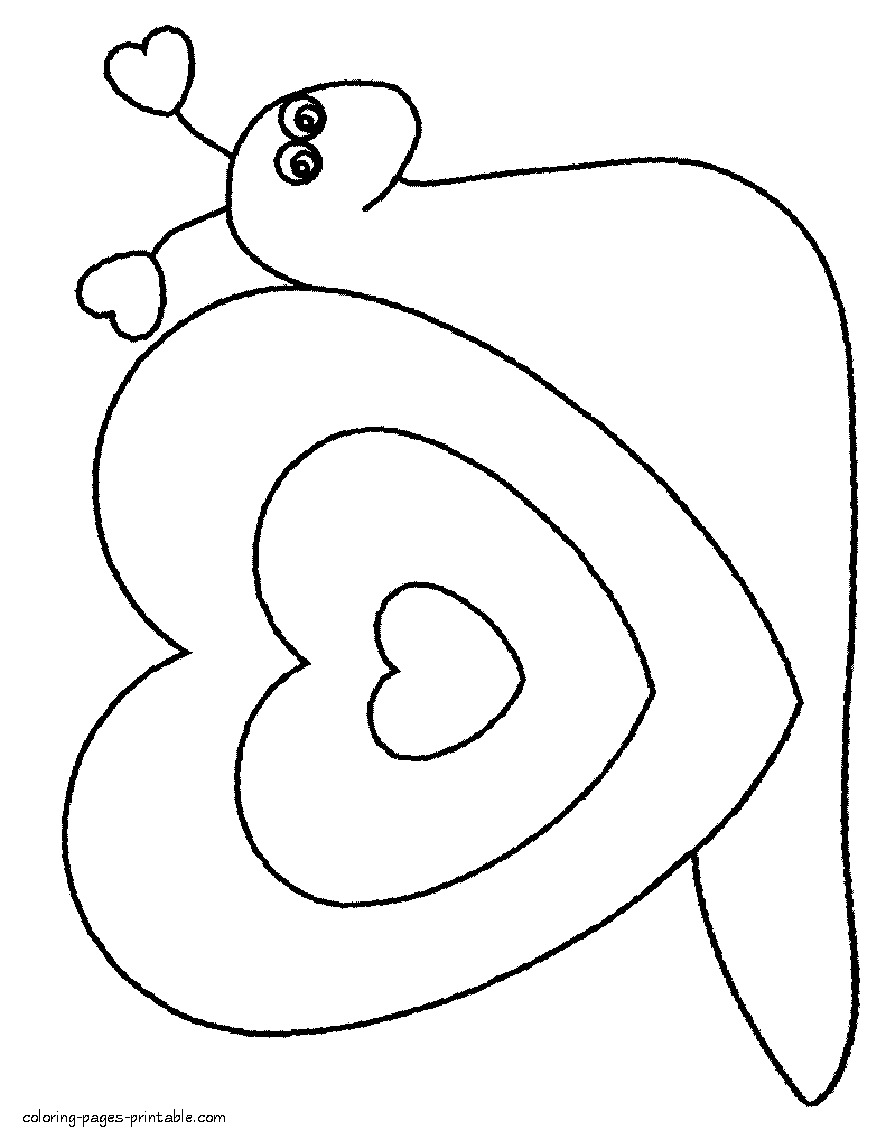 Valentine's Day coloring pages for kids. Snail