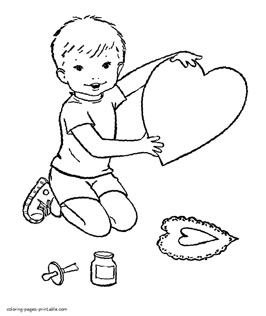 Valentine making picture to color