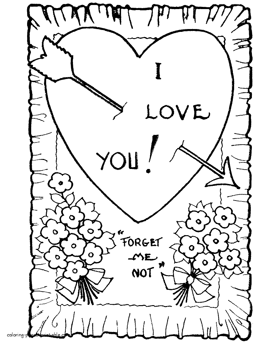 Printable coloring Valentine's Day cards for children