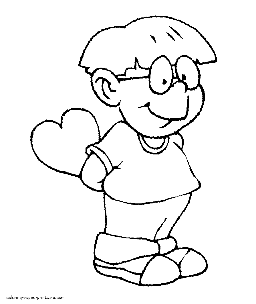 Printable Valentine's coloring pages. Boy