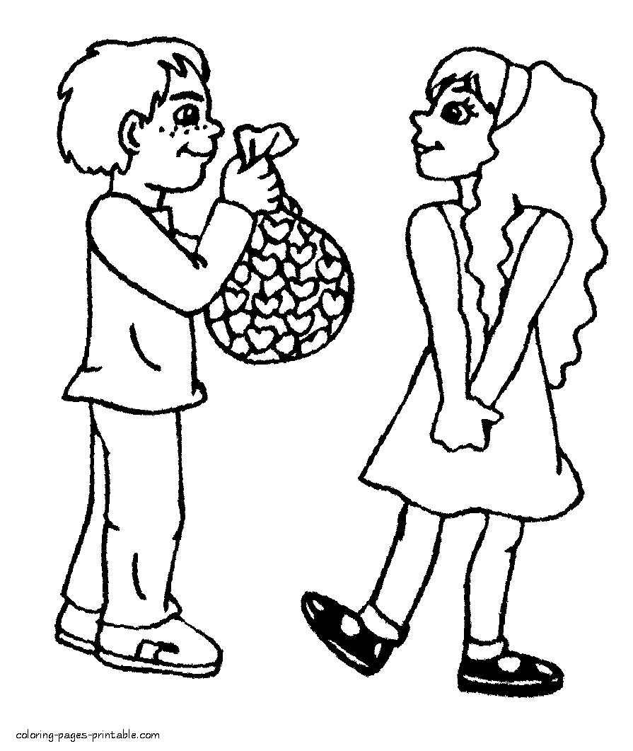 Free printable Valentines coloring pages. Holiday's gifts