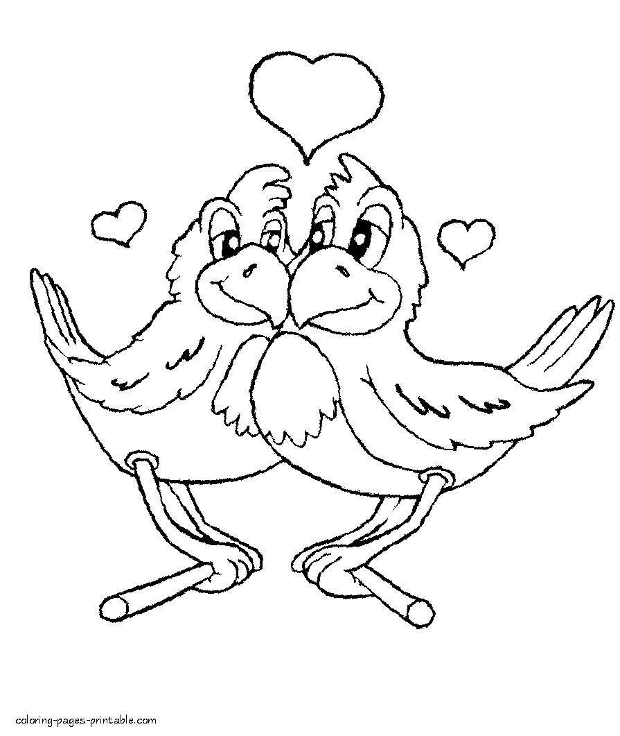 Two lovers parrots - coloring page
