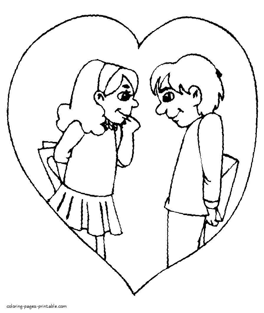 Free Valentine coloring sheets for children