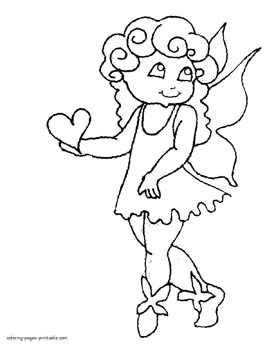 Valentine fairy free coloring pages