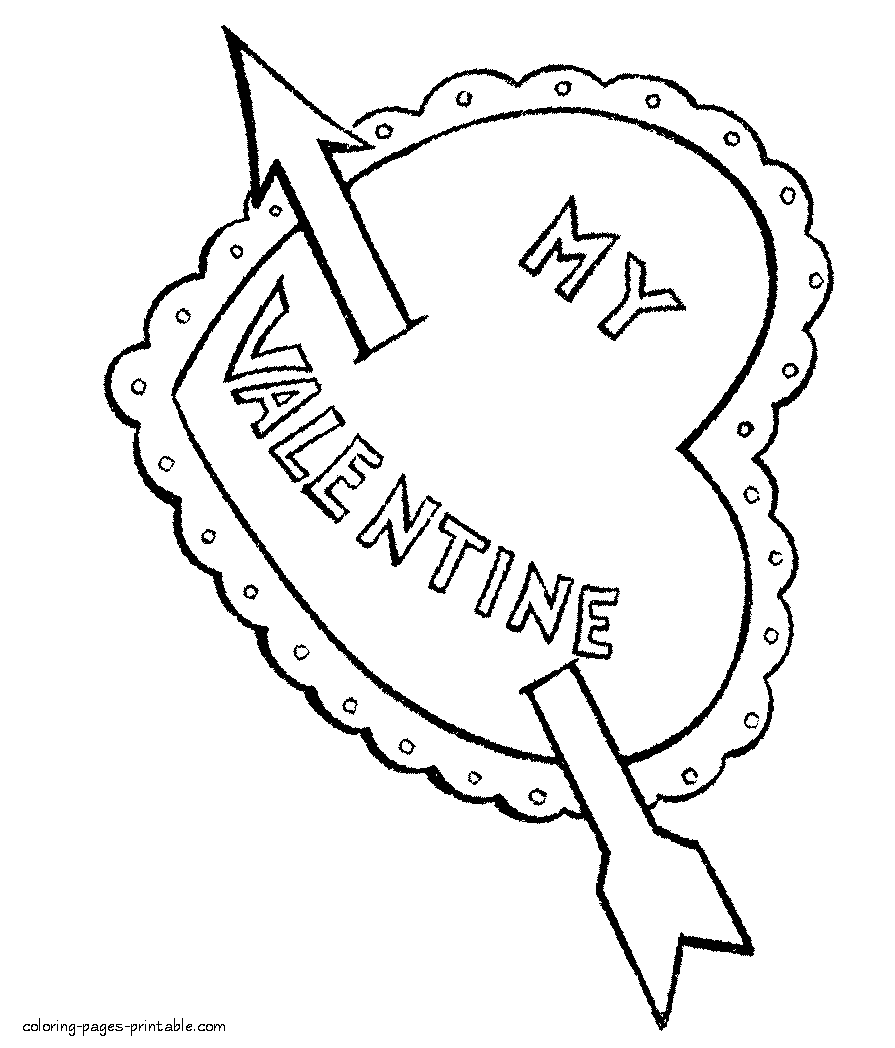 Heart with arrow coloring printables