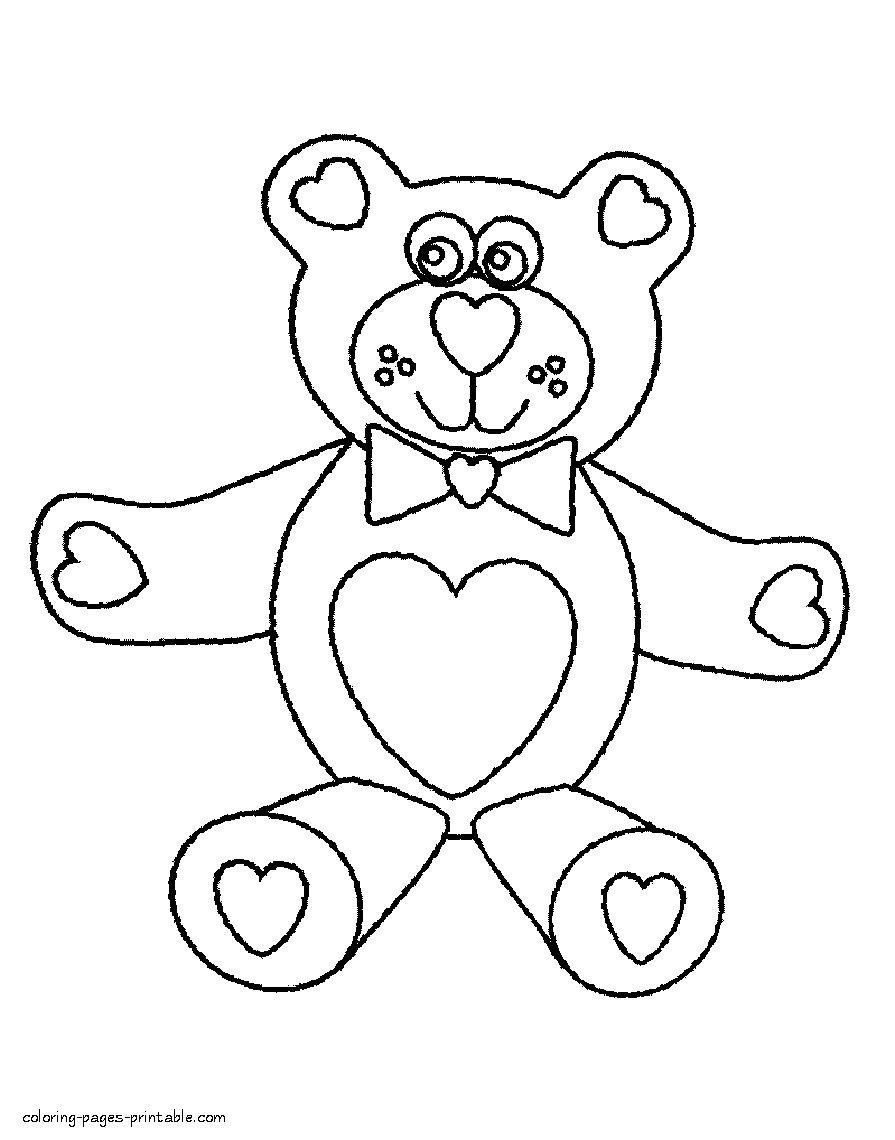 Valentine Teddy bear picture to color