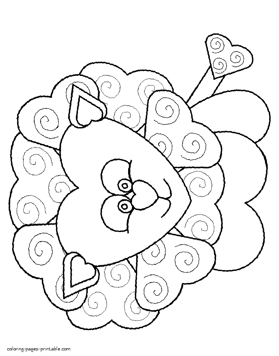 Lion valentine colouring pages || COLORING-PAGES-PRINTABLE.COM