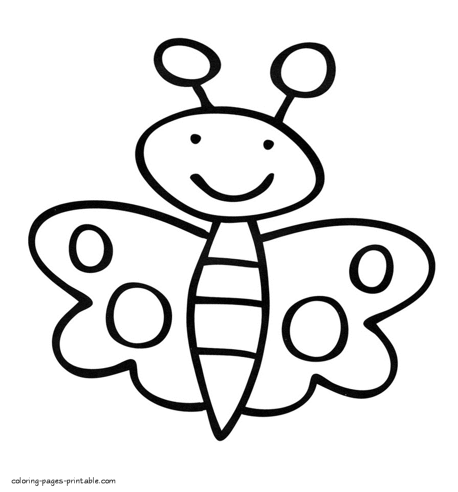 Easy coloring pages for kids. The butterfly picture