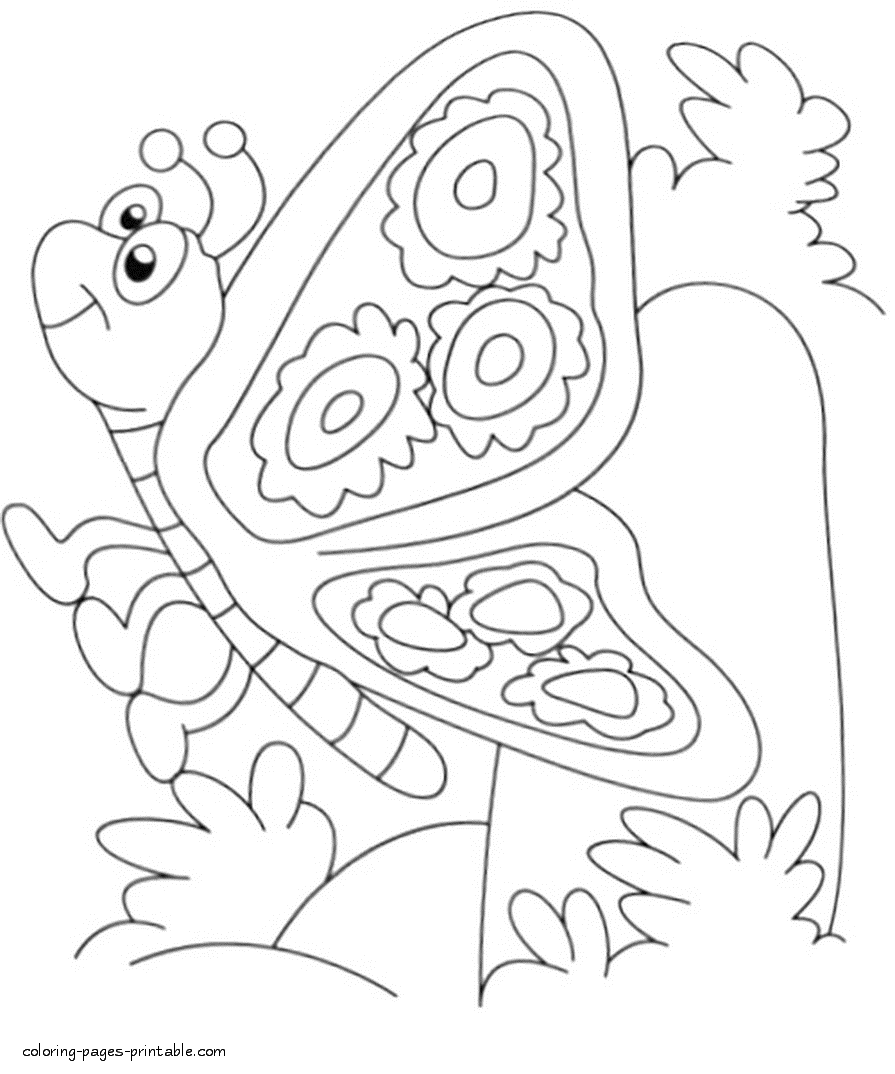Butterfly coloring page for little kids