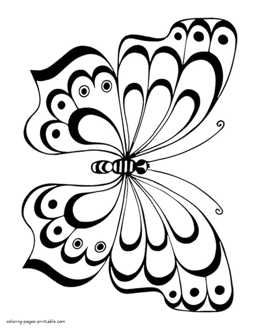 Butterfly colouring pages for kids || COLORING-PAGES-PRINTABLE.COM