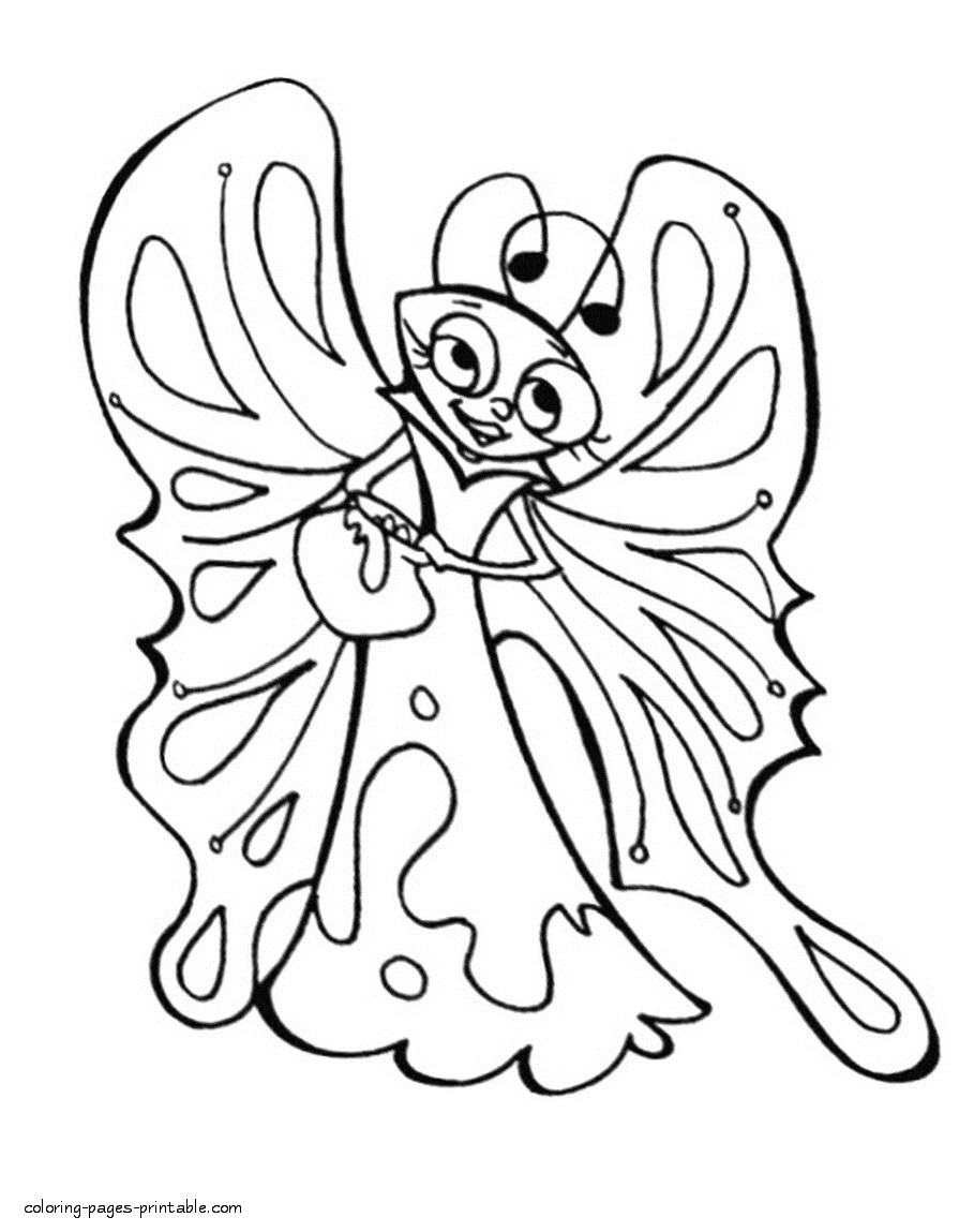 Cartoon butterfly coloring page