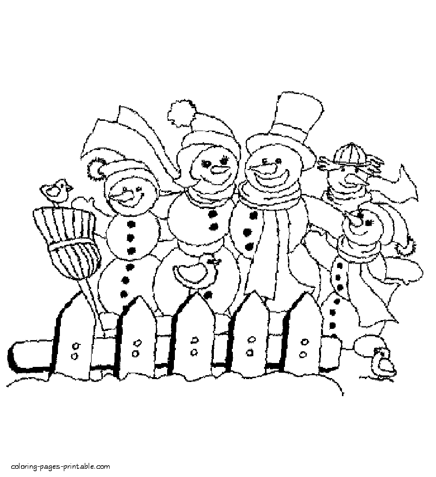 Big snowmen family coloring pages to print