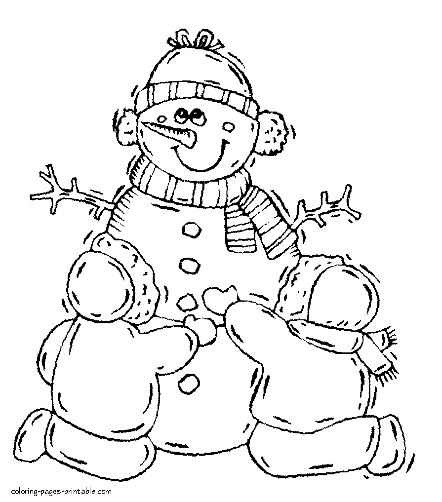 Coloring pages snowman making