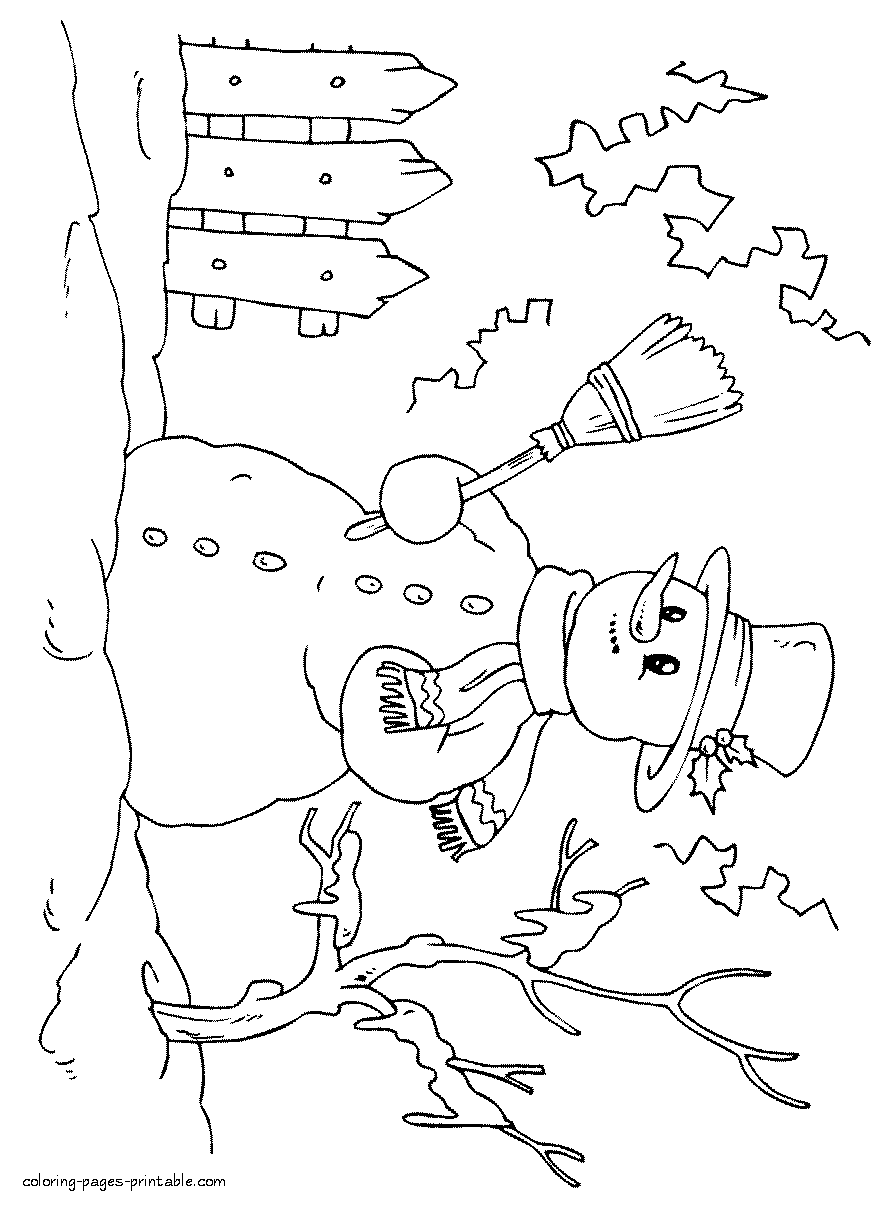 Kids coloring pages of snowman