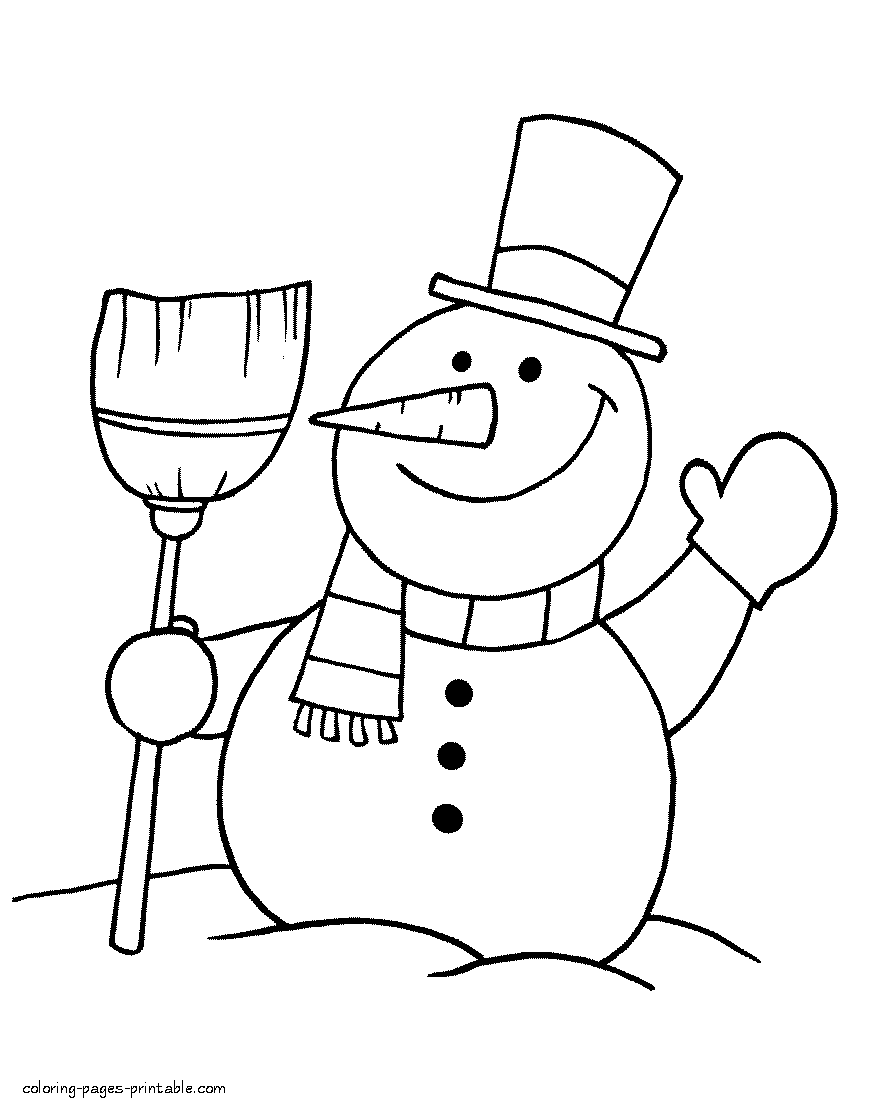 Printable snowman coloring pages. Seasons