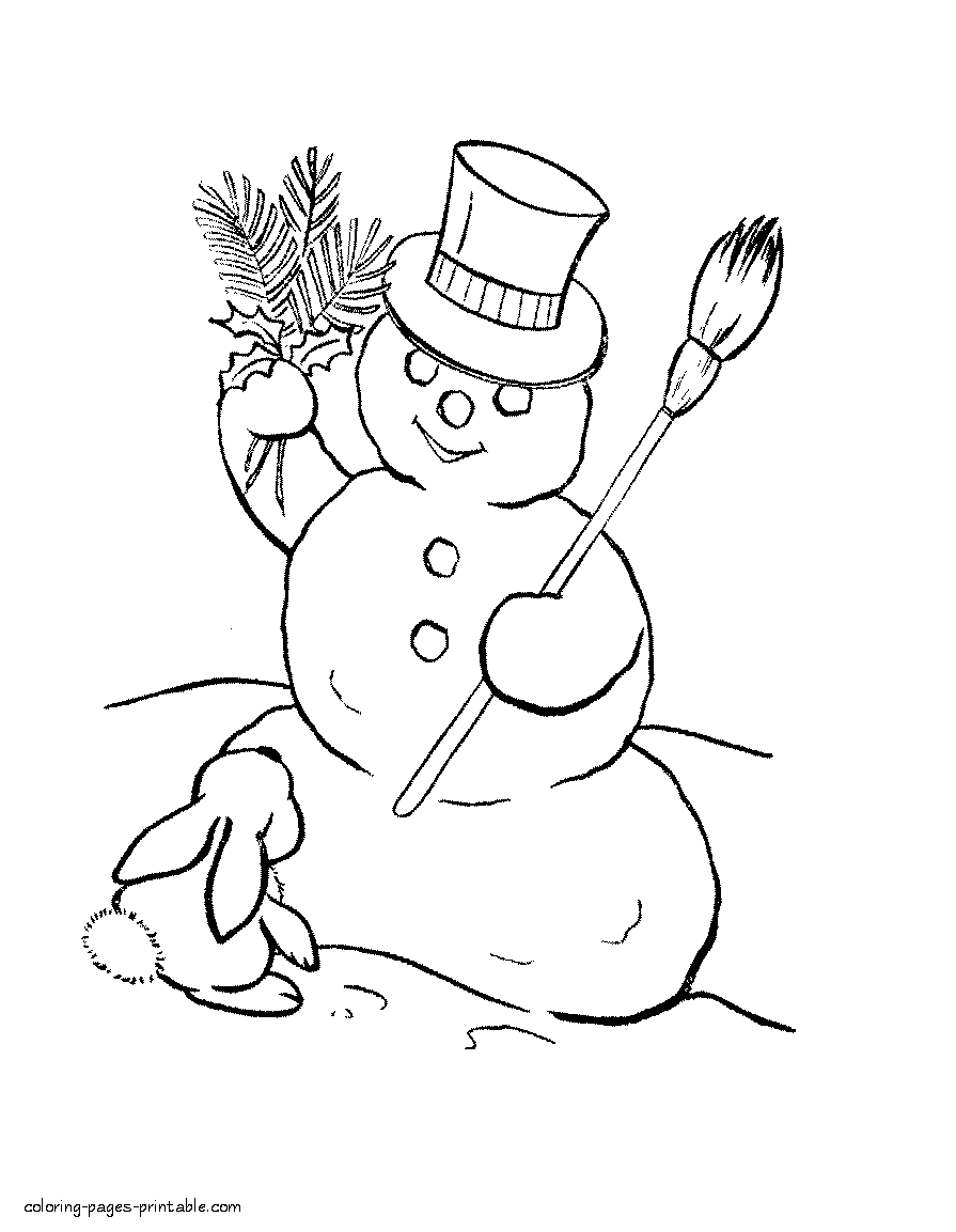 Snowman for coloring by kids